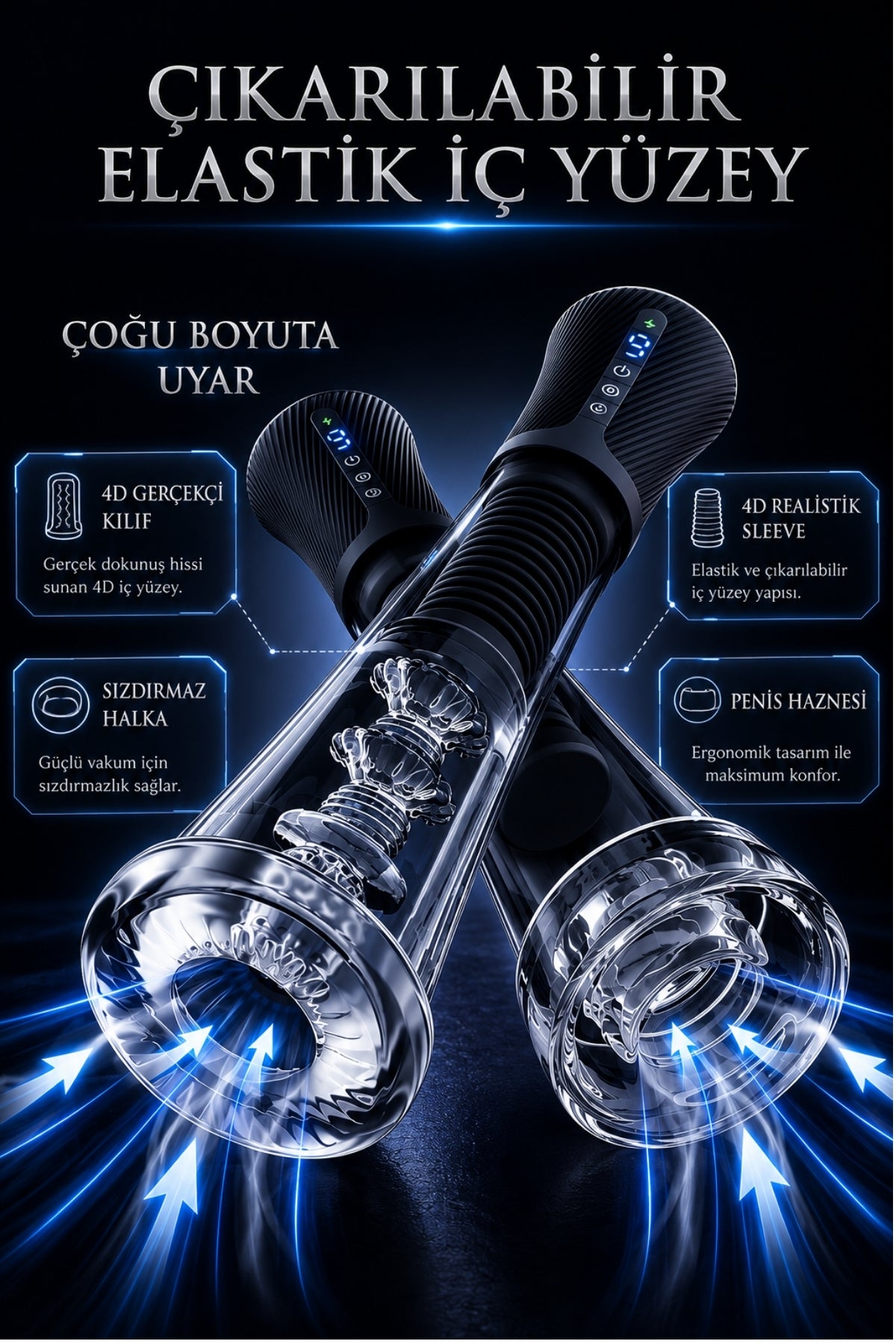 Telefon Kontrollü Emişli Titreşimli Vakumlu Penis Uzatıcı Tam Otomatik Mastürbatör Penis Pompası