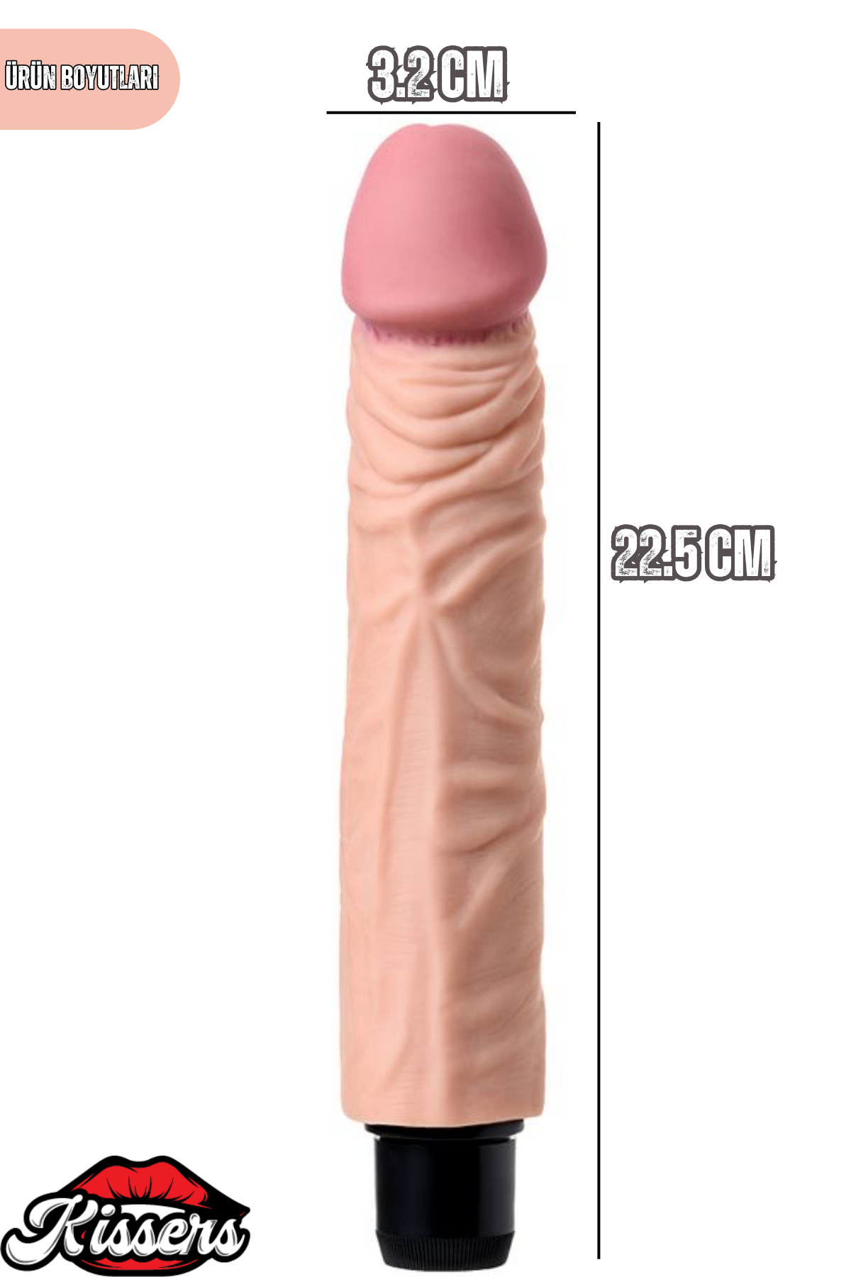 Gerçekçi Dokulu Titreşimli Yapay Penis Dildo 22.5 Cm Pil Çalışan Kademe Ayarlı TPE Vibratör