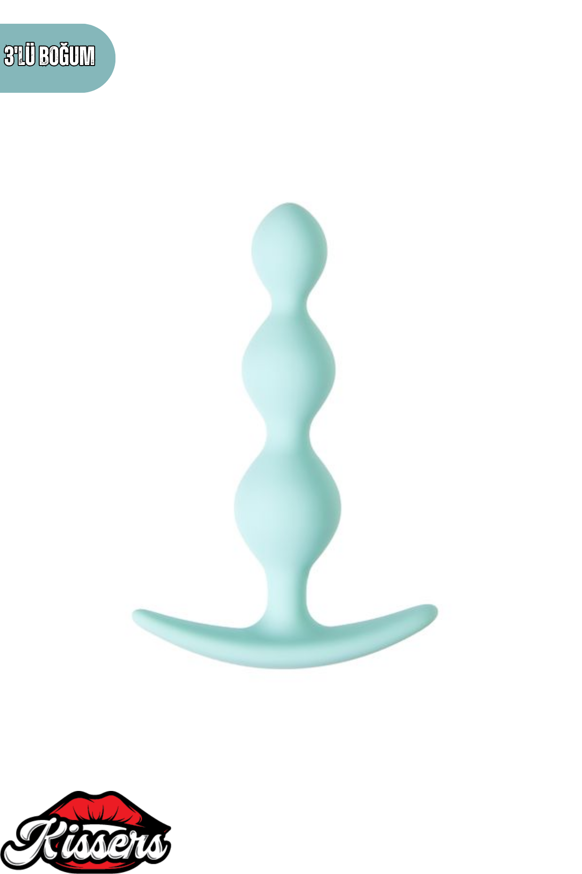Üç Boğumlu Triple Silikon Anal Plug 10,5 cm Mavi Tutamaçlı Medikal Silikon