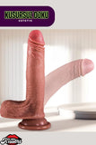 Ultra Yumuşak Damarlı Çift Katmanlı Silikon Gerçekçi Testisli Dildo Kalın Penis 19 Cm Brice