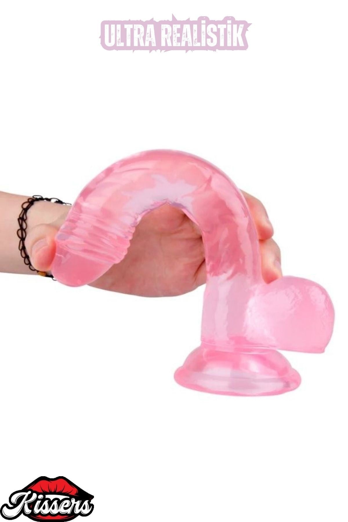 Ultra Realistik Damarlı Bükülebilir Vantuzlanabilir Jel Dokusunda Pembe Dildo Penis 19 Cm