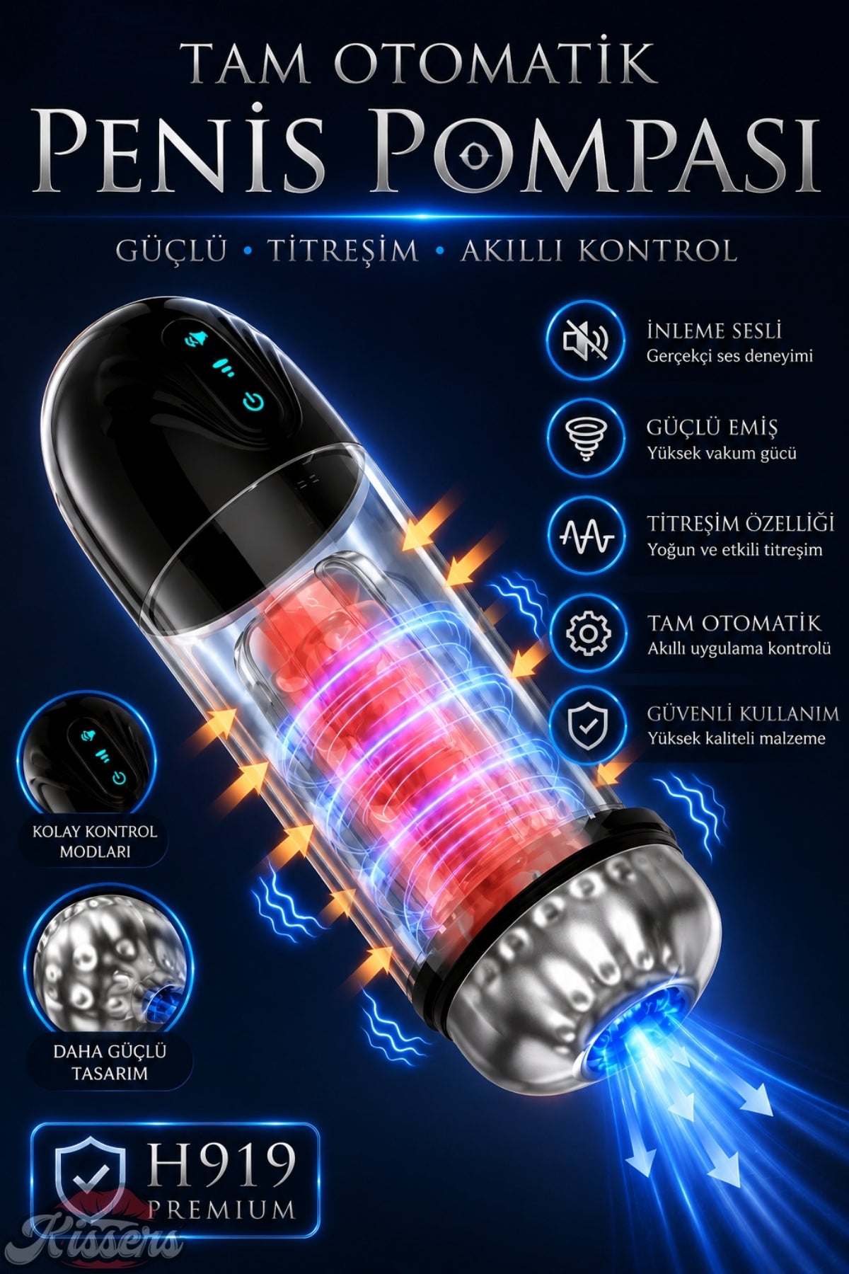 Titreşimli Emişli İnleme Sesli Kulaklıklı Performans Arttırıcı Tam Otomatik Vakumlu Penis Pompası