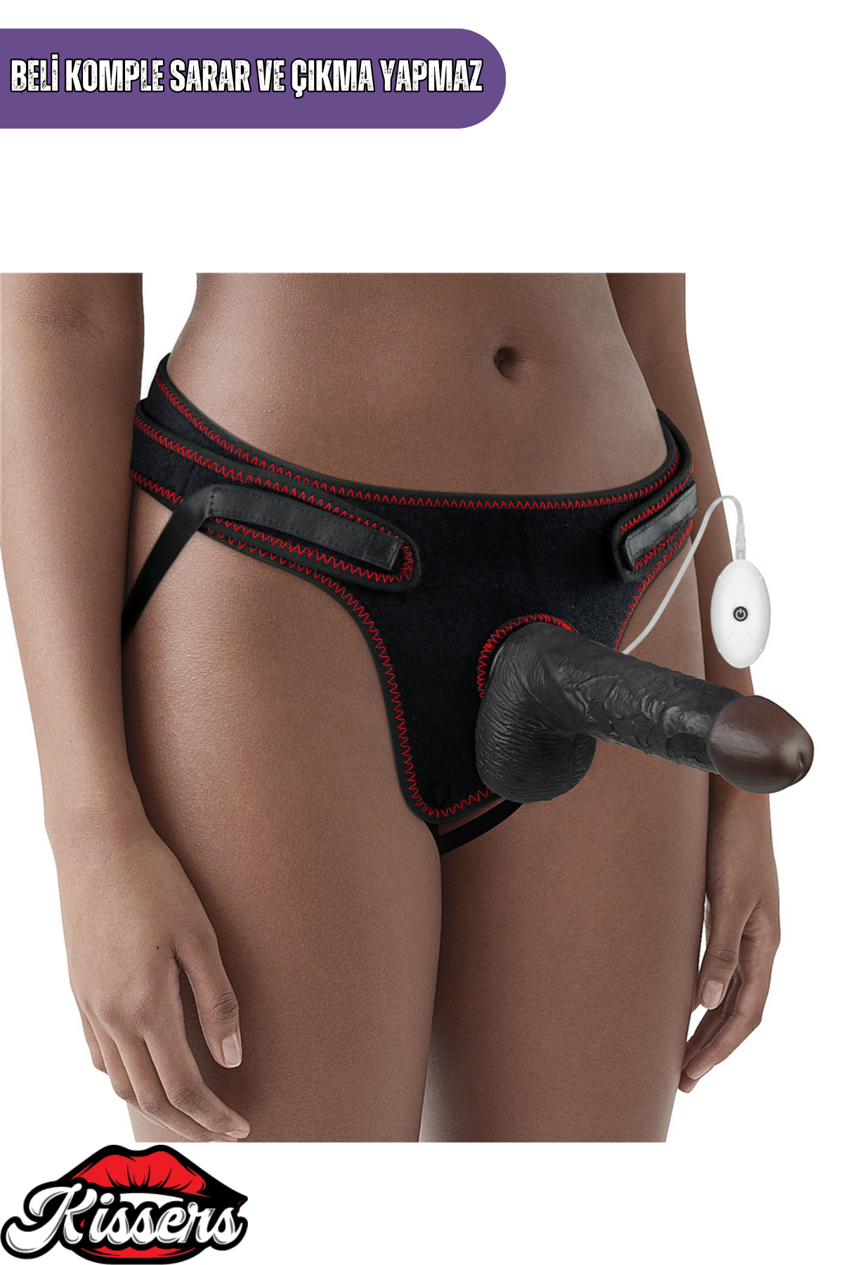 Lovetoy Ultra Realistik Titreşimli Belden Bağlamalı İçi Dolu Zenci Strap On Dildo 18 Cm