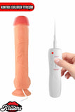 Kablolu Kumandalı Vantuzlu Güçlü Titreşimli Gerçekçi Yapay Penis Realistik Dokuda Ten Dildo 23 cm 3