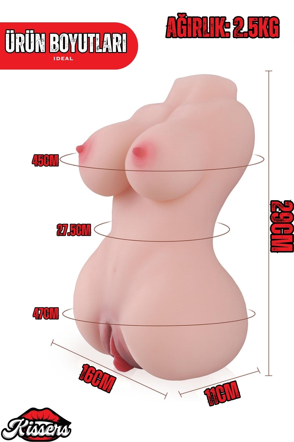 Yeni Nesil Anal Vajinal Titreşimli Isıtmalı 2.5 Kg 28 Cm  Realistik Manken Mastürbatör