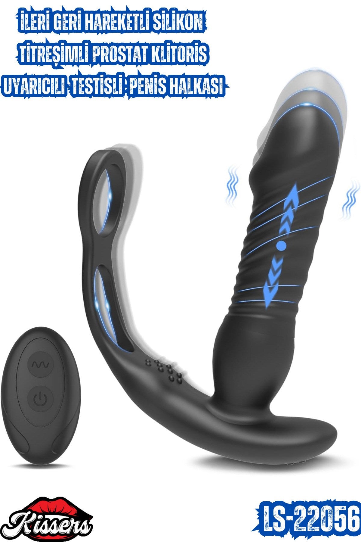 İleri Geri Hareketli Silikon Titreşimli Klitoris Uyarıcılı Testisli Penis Halkası