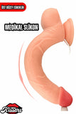 Kablolu Kumandalı Vantuzlu Güçlü Titreşimli Gerçekçi Yapay Penis Realistik Dokuda Ten Dildo 23 cm 3