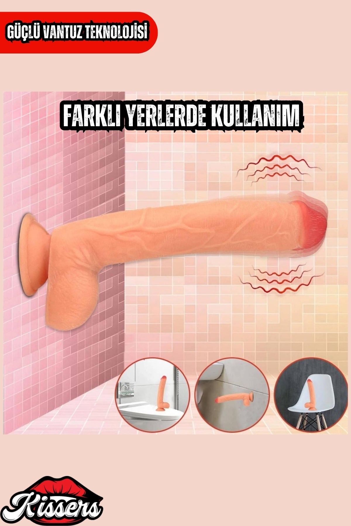 Kablolu Kumandalı Vantuzlu Güçlü Titreşimli Gerçekçi Yapay Penis Realistik Dokuda Ten Dildo 23 cm 3