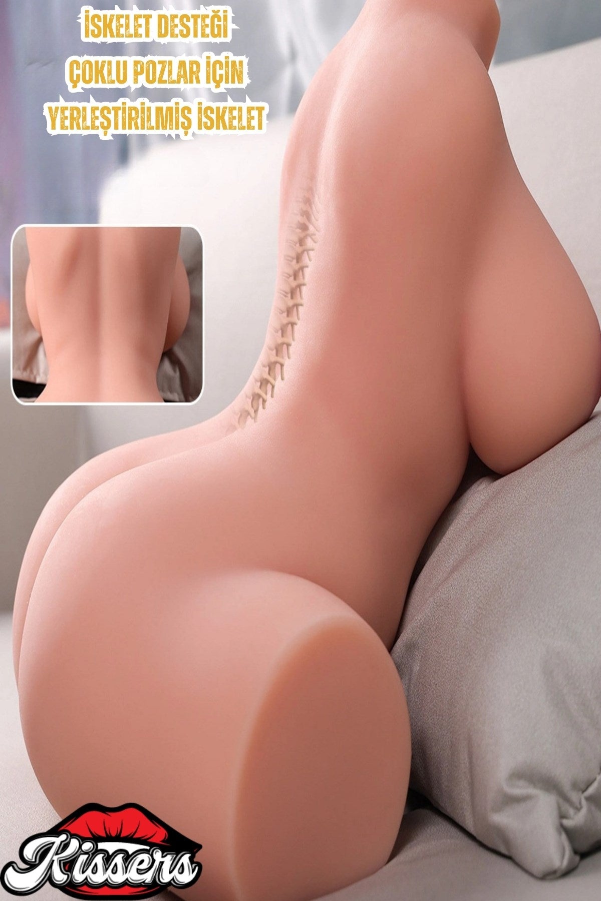 Mega Boy Dolgun Titreşimli Isıtmalı Yarım Boy Anal Vajinal Mastürbatör Realistik Manken 5.1 Kg