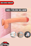 Kablolu Kumandalı Vantuzlu Güçlü Titreşimli Gerçekçi Yapay Penis Realistik Dokuda Ten Dildo 23 cm 3