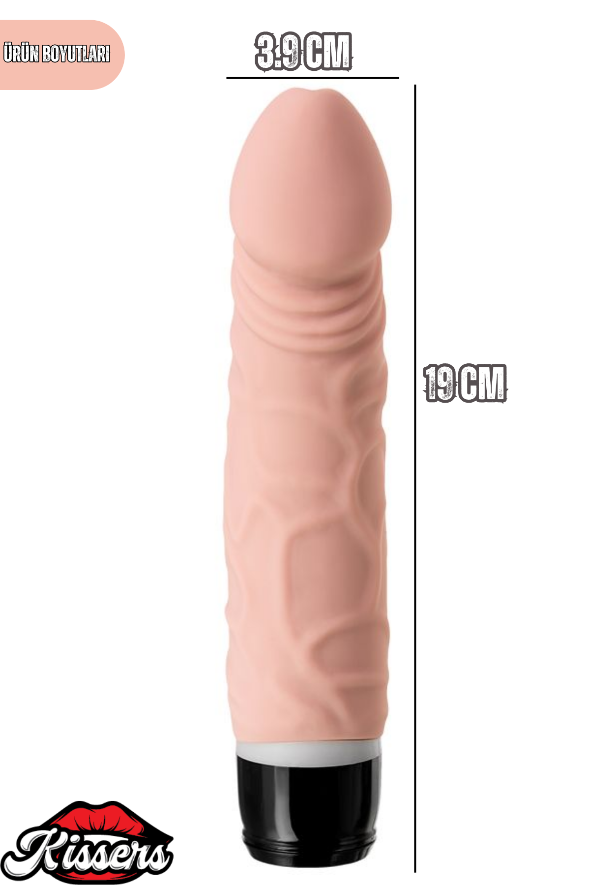 Gerçekçi Dokulu Titreşimli Yapay Penis Dildo 19 Cm Silikon Pil Çalışan 7 Kademeli Vibratör