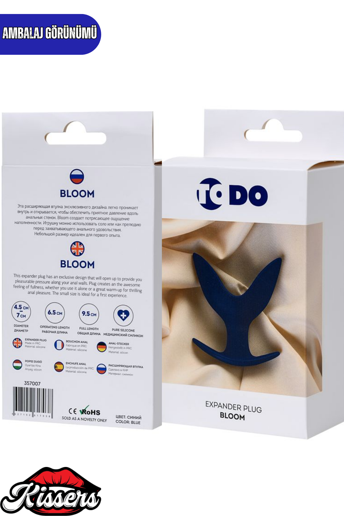Bloom Genişleyen Silikon Anal Plug 9,5 cm Mavi Açılabilir Medikal Silikon