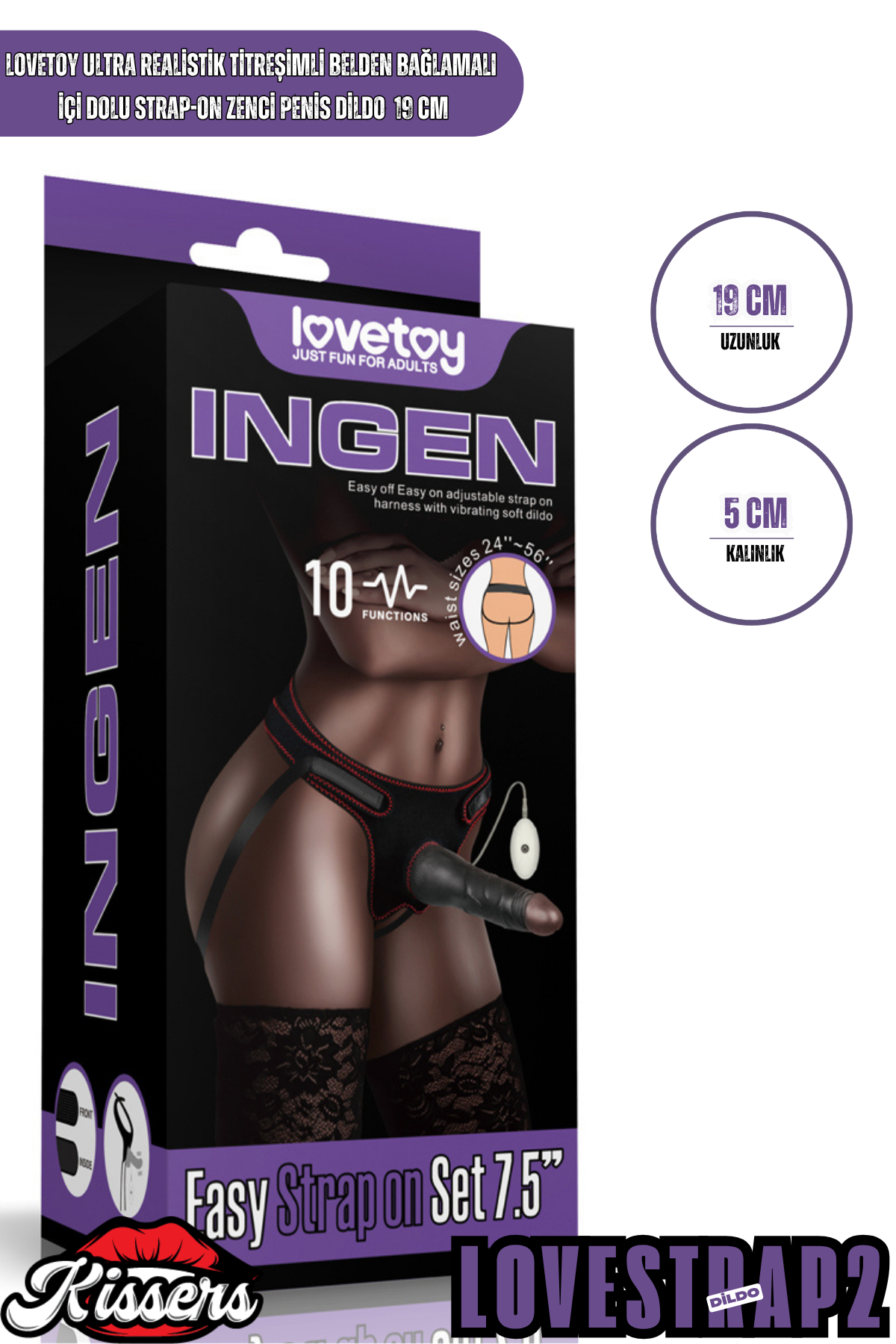 Lovetoy Ultra Realistik Titreşimli Belden Bağlamalı İçi Dolu Strap On Zenci Penis Dildo 19 Cm