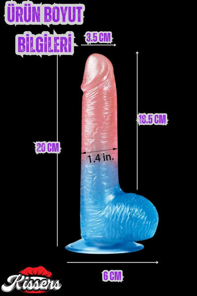 Yeni Nesil Cinsel Oyuncak Renkli Şeffaf Jel Dokusunda Ultra Realistik Penis Dildo 20 Cm