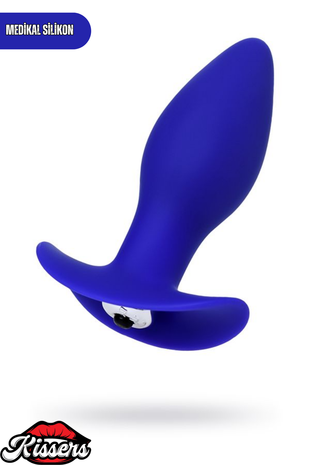 Fancy Titreşimli Silikon Anal Plug 10,7 cm Mavi Tutamaçlı Boğumlu Uyarıcılı
