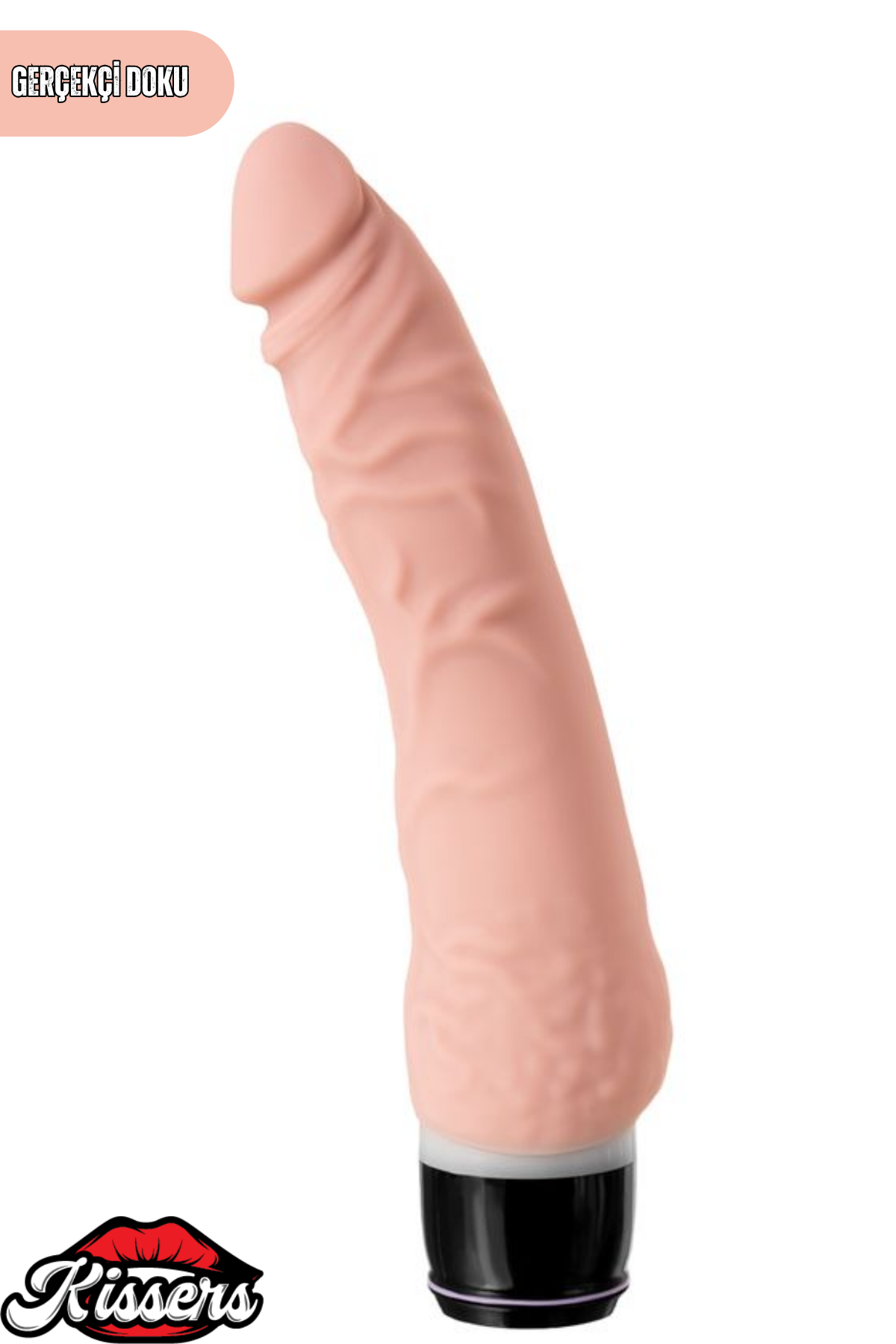 Gerçekçi Dokulu Titreşimli Yapay Penis Dildo 20 Cm Silikon Pil Çalışan 7 Kademeli Vibratör