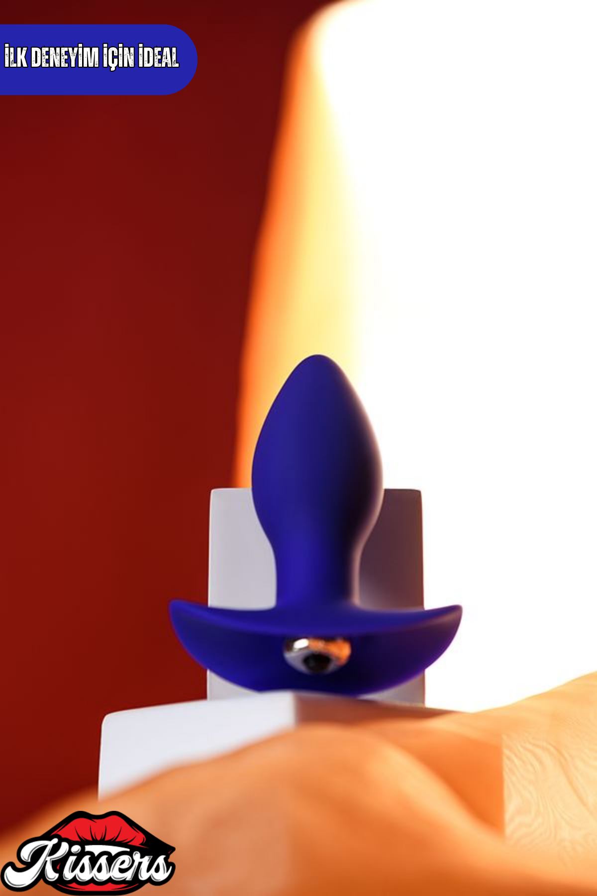 Fancy Titreşimli Silikon Anal Plug 10,7 cm Mavi Tutamaçlı Boğumlu Uyarıcılı