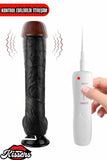 Kablolu Kumandalı Vantuzlu Güçlü Titreşimli Gerçekçi Yapay Penis Realistik Dokuda Zenci Dildo 28 cm