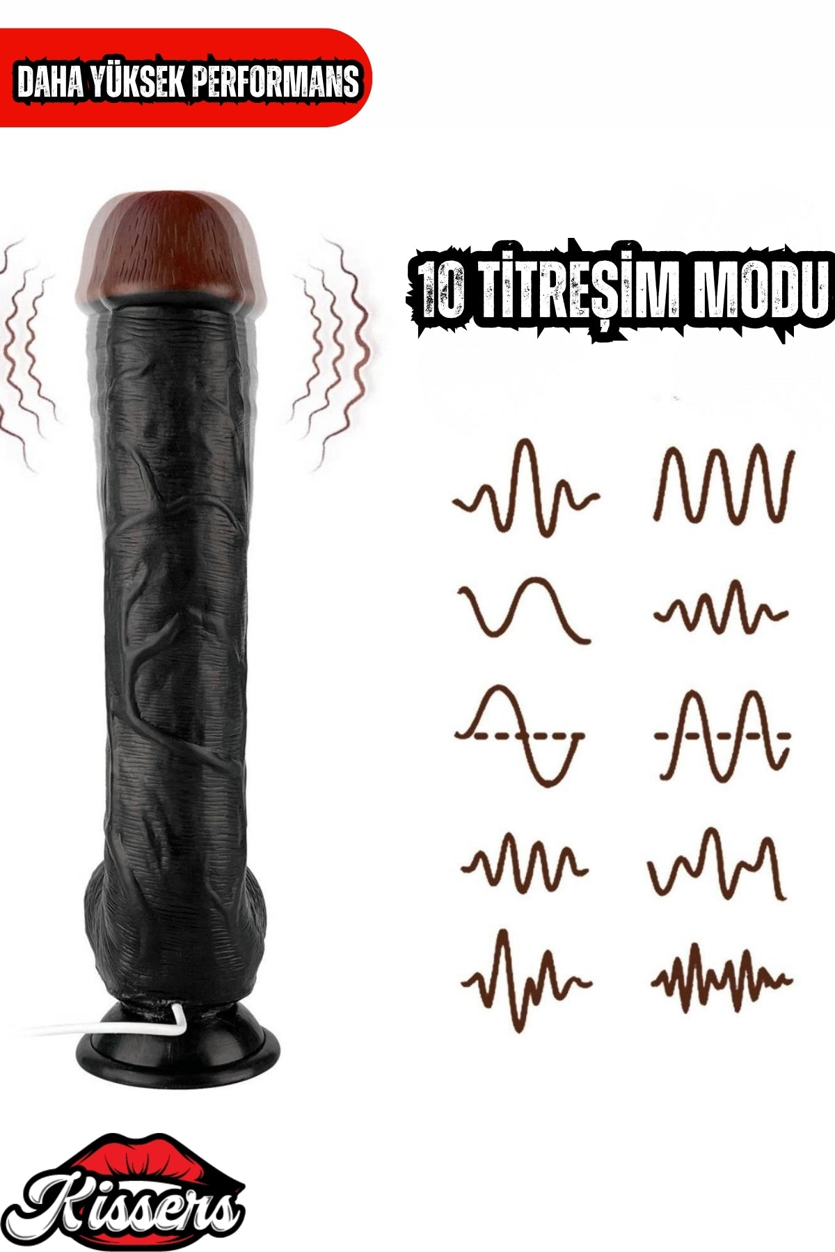 Kablolu Kumandalı Vantuzlu Güçlü Titreşimli Gerçekçi Yapay Penis Realistik Dokuda Zenci Dildo 28 cm