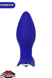 Fancy Titreşimli Silikon Anal Plug 10,7 cm Mavi Tutamaçlı Boğumlu Uyarıcılı