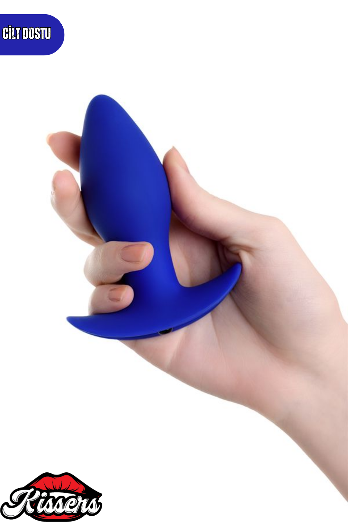 Fancy Titreşimli Silikon Anal Plug 10,7 cm Mavi Tutamaçlı Boğumlu Uyarıcılı