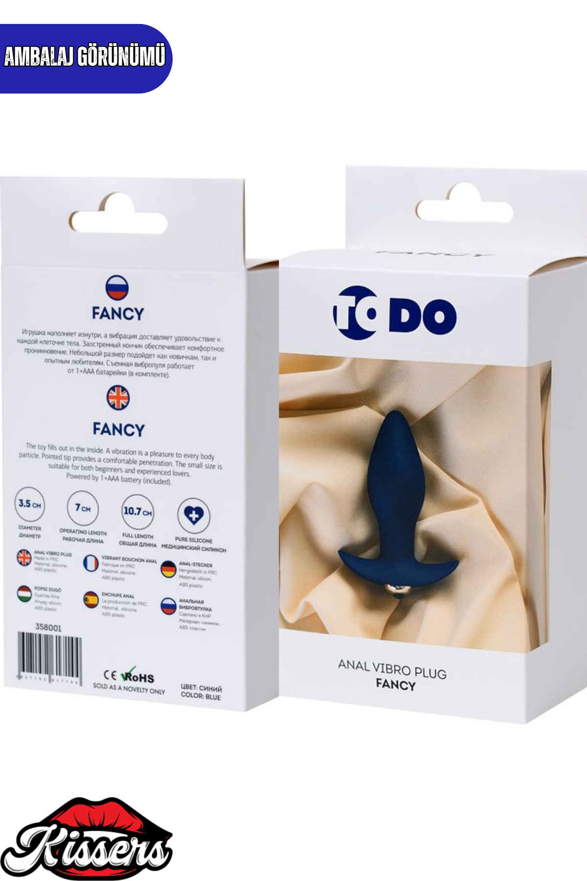 Fancy Titreşimli Silikon Anal Plug 10,7 cm Mavi Tutamaçlı Boğumlu Uyarıcılı