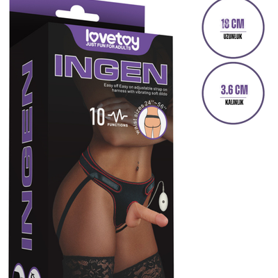 Lovetoy Ultra Realistik Titreşimli Belden Bağlamalı İçi Dolu Strap On Skin Penis Dildo 18 Cm