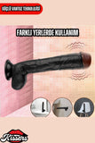 Kablolu Kumandalı Vantuzlu Güçlü Titreşimli Gerçekçi Yapay Penis Realistik Dokuda Zenci Dildo 28 cm