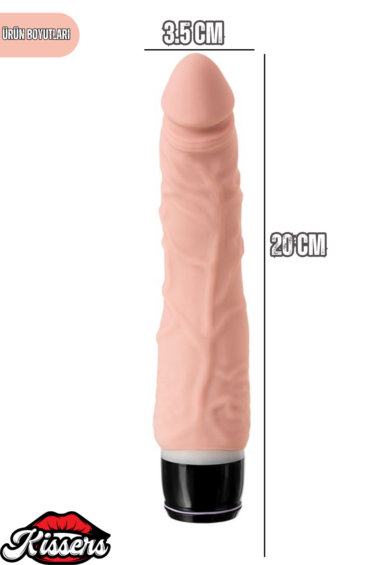 Gerçekçi Dokulu Titreşimli Yapay Penis Dildo 20 Cm Silikon Pil Çalışan 7 Kademeli Vibratör