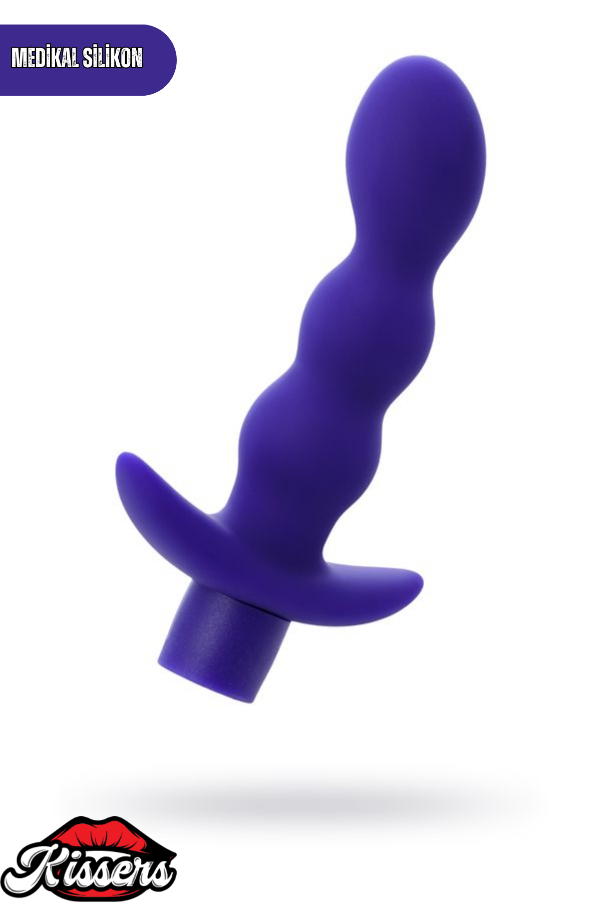 Adore Titreşimli Silikon Anal Plug 15 cm Mor Tutamaçlı Boğumlu Kavisli