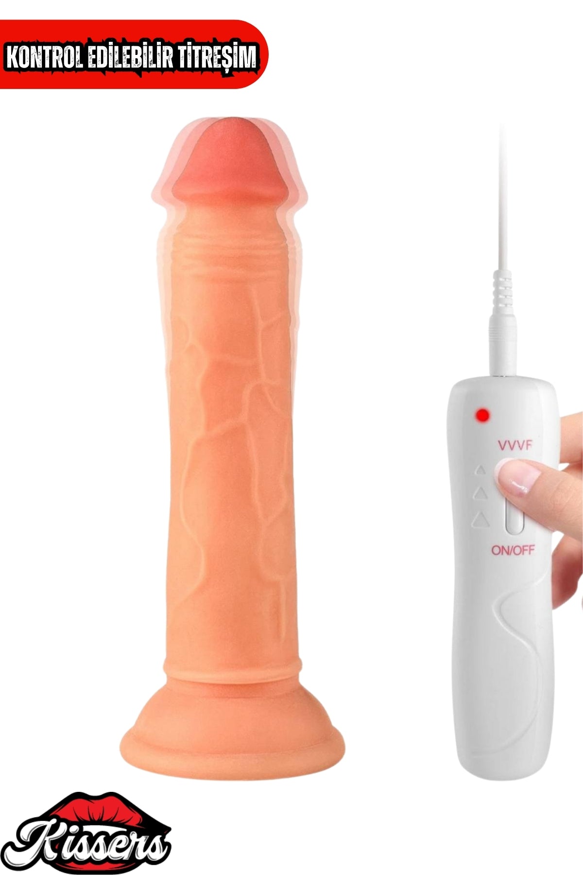 Kablolu Kumandalı Vantuzlu Güçlü Titreşimli Gerçekçi Yapay Penis Realistik Dokuda Ten Dildo 16 cm
