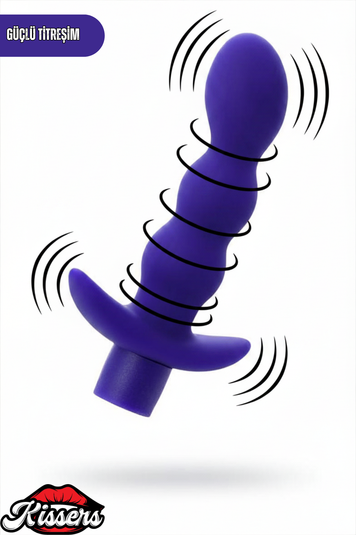 Adore Titreşimli Silikon Anal Plug 15 cm Mor Tutamaçlı Boğumlu Kavisli