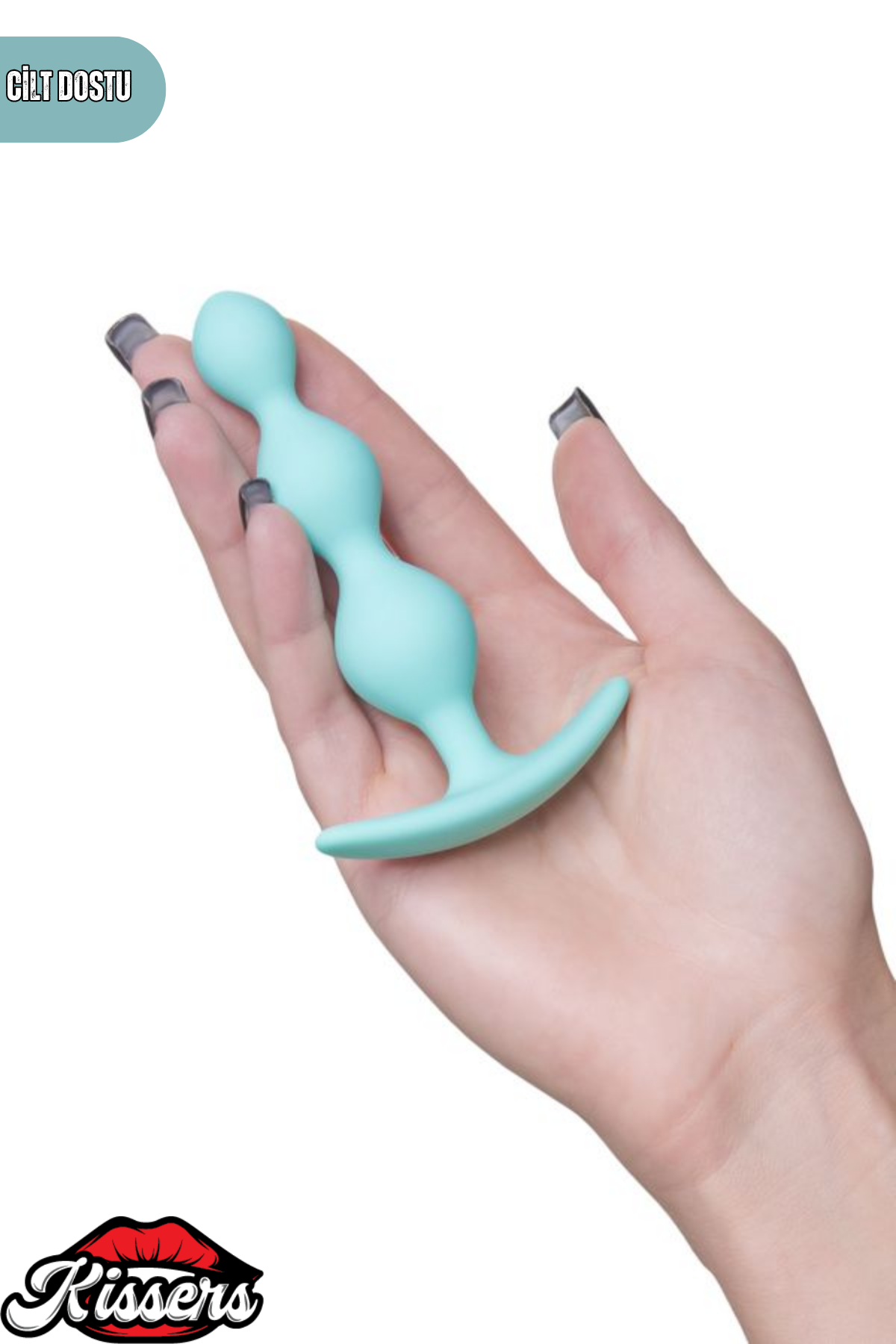 Üç Boğumlu Triple Silikon Anal Plug 10,5 cm Mavi Tutamaçlı Medikal Silikon
