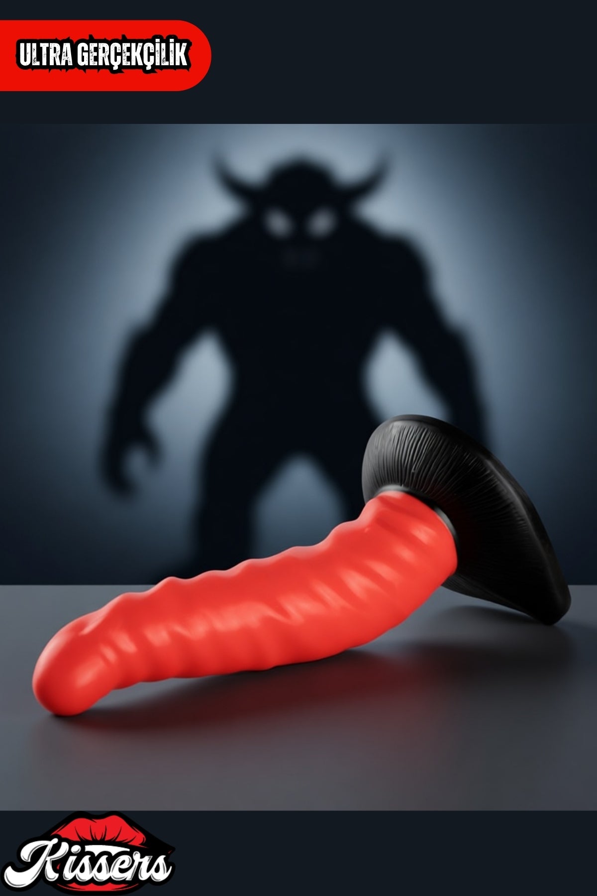 Ultra Gerçekçi Büyük Boy Realistik Kalın Monster Kraken Kırmızı Dildo Yapay Penis 21 cm