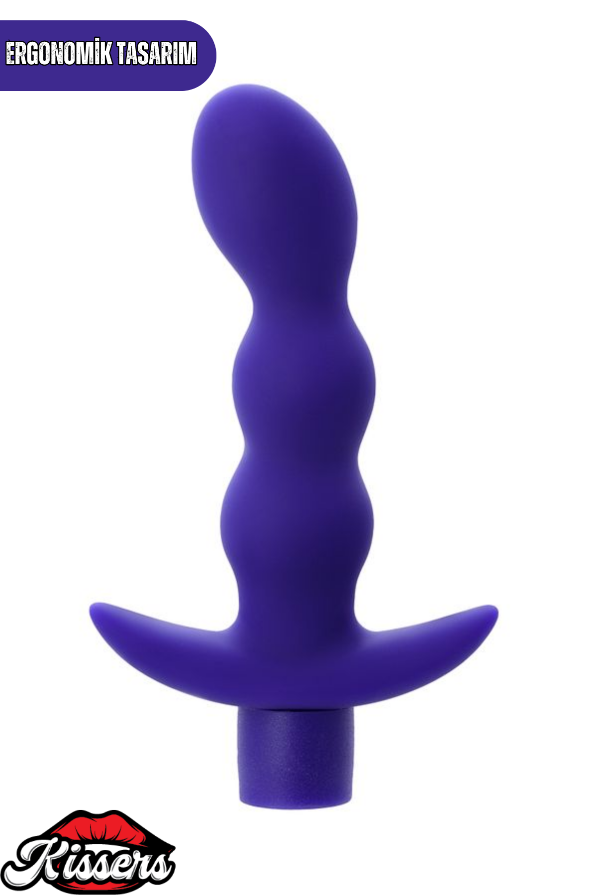 Adore Titreşimli Silikon Anal Plug 15 cm Mor Tutamaçlı Boğumlu Kavisli