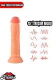 Kablolu Kumandalı Vantuzlu Güçlü Titreşimli Gerçekçi Yapay Penis Realistik Dokuda Ten Dildo 16 cm