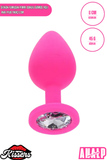 Yumuşak Silikon Dokulu Anal Plug Tıkaç 8 cm Pembe Gümüş Taşlı Suya Dayanıklı Tasarım