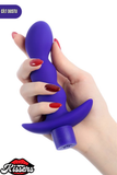 Adore Titreşimli Silikon Anal Plug 15 cm Mor Tutamaçlı Boğumlu Kavisli