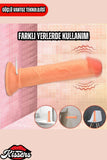 Kablolu Kumandalı Vantuzlu Güçlü Titreşimli Gerçekçi Yapay Penis Realistik Dokuda Ten Dildo 16 cm