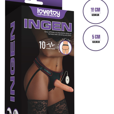 Lovetoy Ultra Realistik Titreşimli Belden Bağlamalı İçi Dolu Strap On Skin Dildo 19 Cm