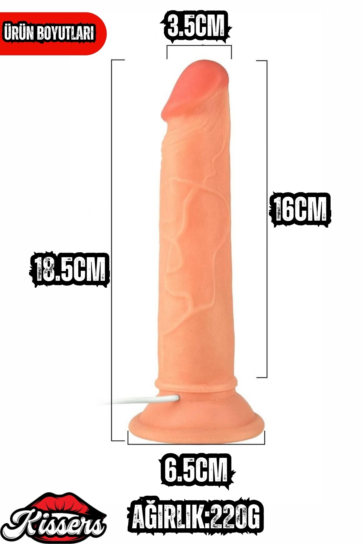 Kablolu Kumandalı Vantuzlu Güçlü Titreşimli Gerçekçi Yapay Penis Realistik Dokuda Ten Dildo 16 cm