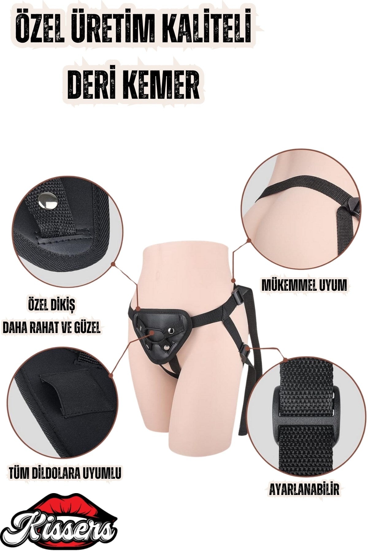 Belden Bağlamalı Damarlı Belden Bağlamalı Lüx Kemerli Realistik Gerçekçi Dildo Penis Vibratör 20 CM