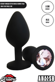 Yumuşak Siyah Silikon Dokulu Anal Plug Tıkaç 8 cm Kırmızı Kristal Taşlı Medium Suya Dayanıklı Tasarım