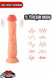 Kablolu Kumandalı Vantuzlu Güçlü Titreşimli Gerçekçi Yapay Penis Realistik Dokuda Ten Dildo 22 cm