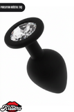 Yumuşak Siyah Silikon Dokulu Anal Plug Tıkaç 8 cm Kırmızı Kristal Taşlı Medium Suya Dayanıklı Tasarım