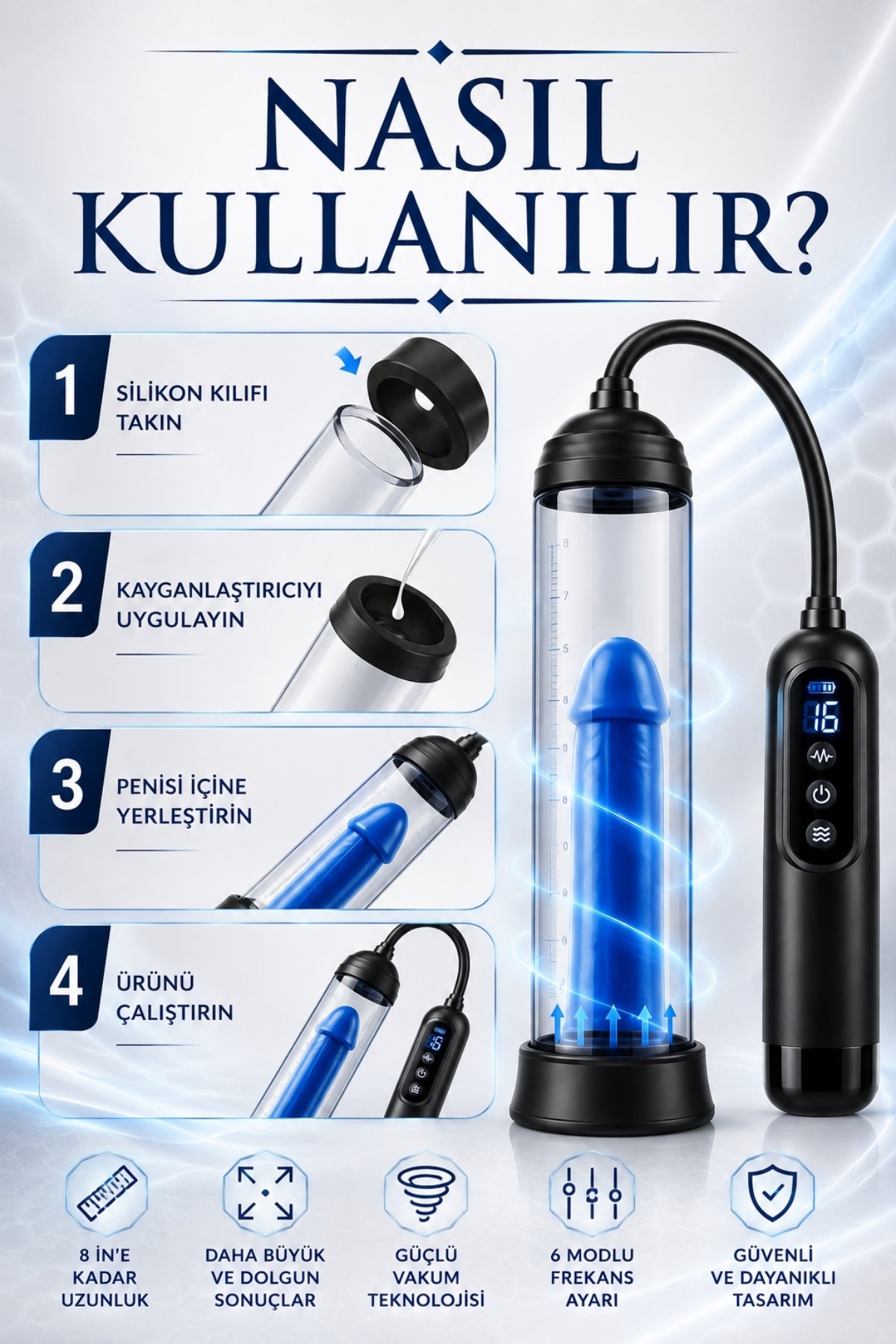 Automatic MXL 1 Ekstra Büyük Hazneli Yedek Başlıklı 6 Emiş Modlu Dijital Ekran Profesyonel Otomatik Pompa Seti