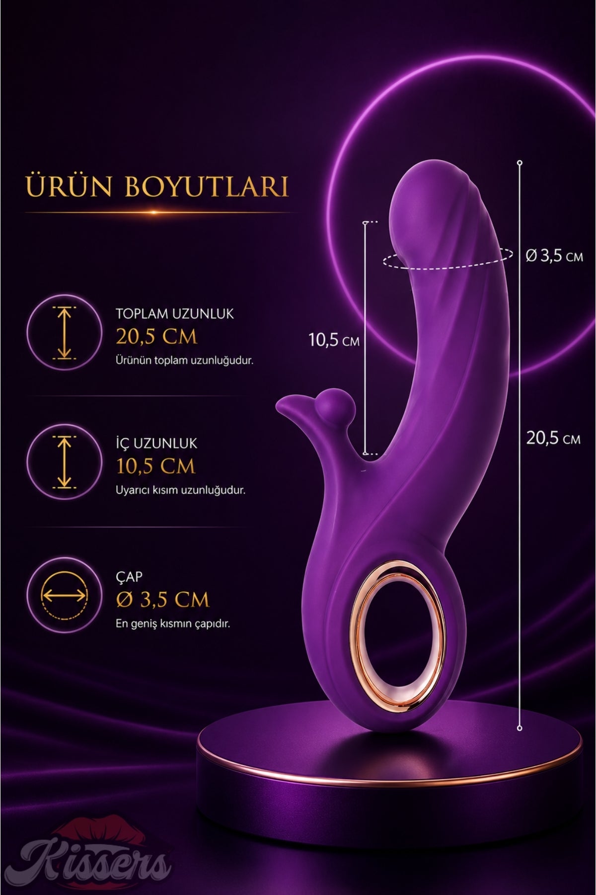 Julli Yukarı ve Aşağı İşlevlerine Sahip Tutamaçlı Mor Vibratör