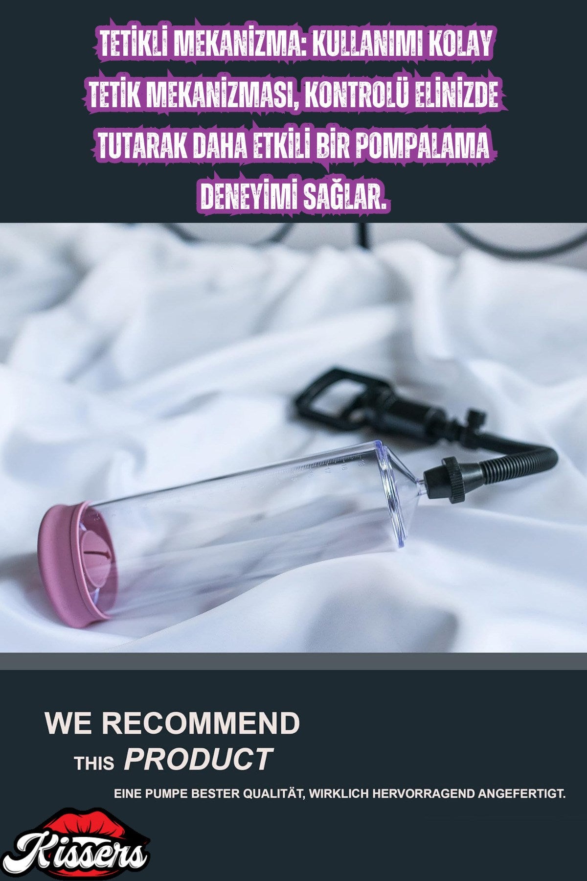 Büyük Boy Tetikli Vakumlu Penis Pompası Ölçekli Pompa & Üç Adet Renkli Başlık