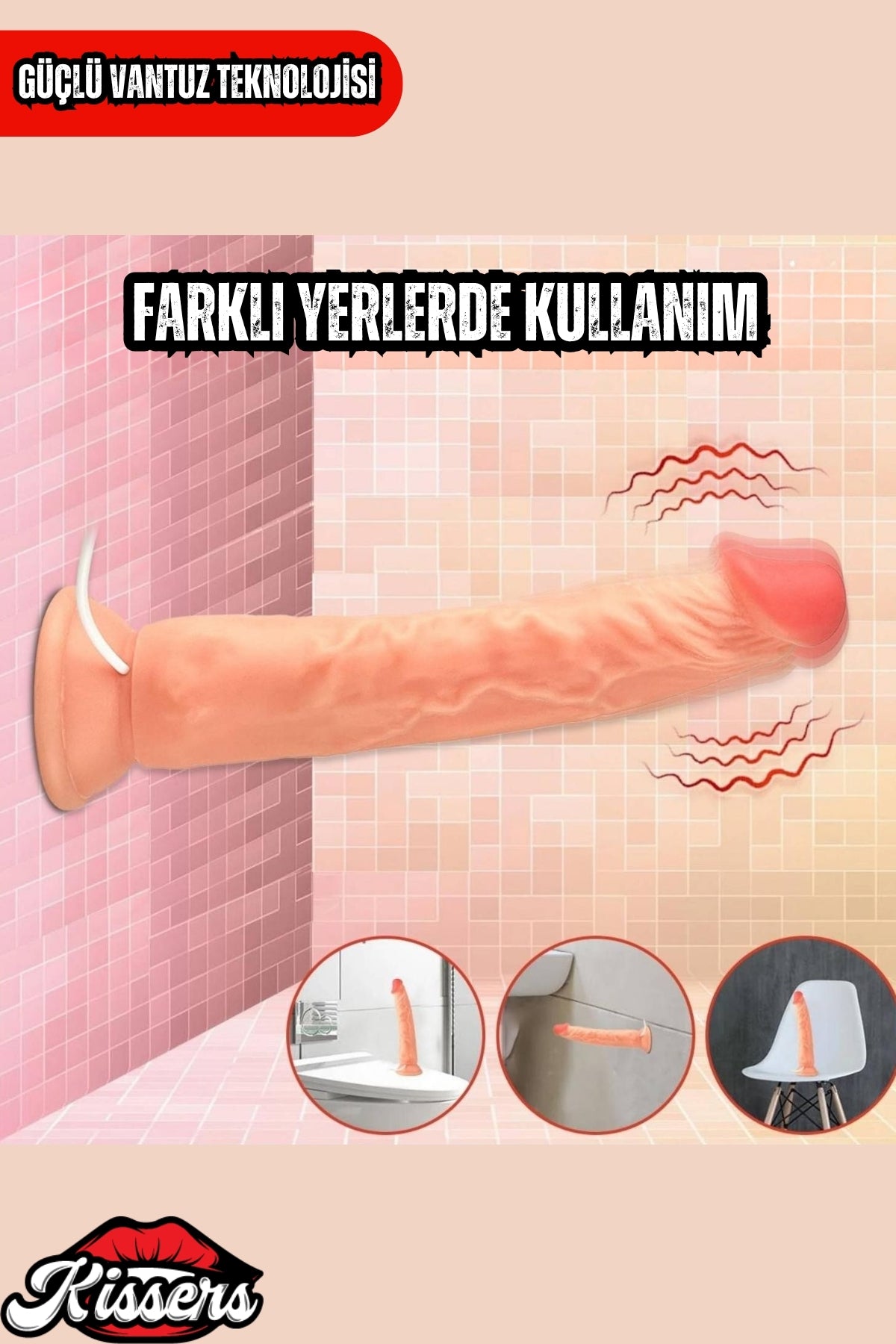 Kablolu Kumandalı Vantuzlu Güçlü Titreşimli Gerçekçi Yapay Penis Realistik Dokuda Ten Dildo 22 cm