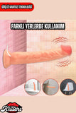 Kablolu Kumandalı Vantuzlu Güçlü Titreşimli Gerçekçi Yapay Penis Realistik Dokuda Ten Dildo 22 cm